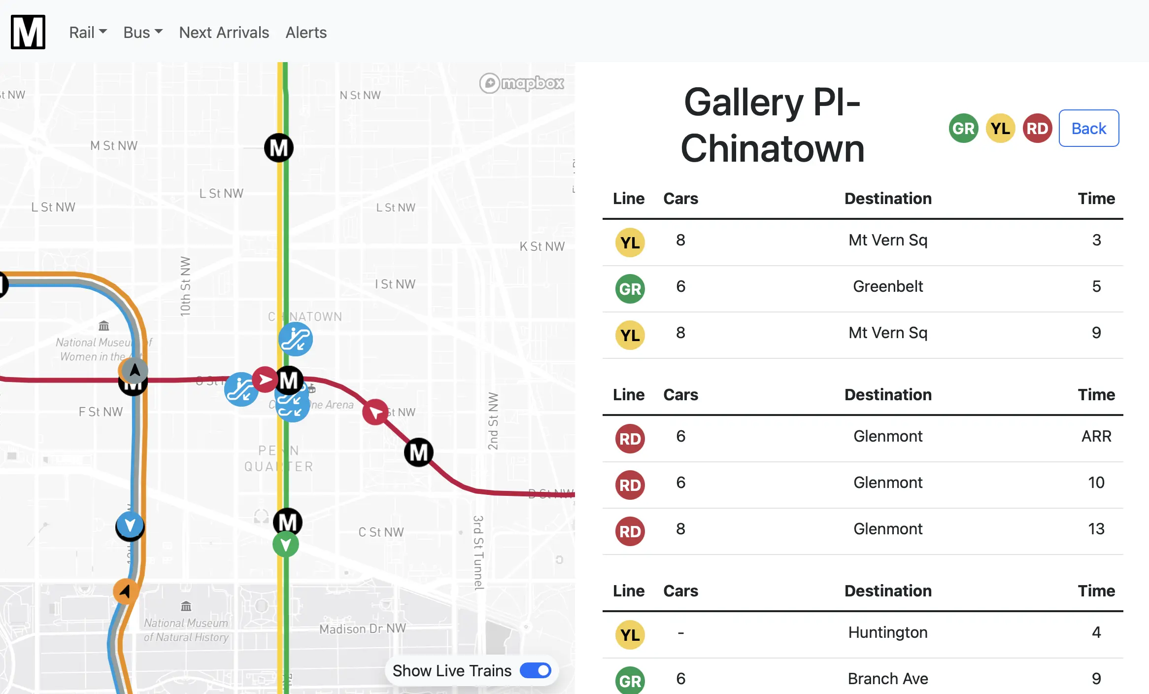 DC Metro Web App Screenshot